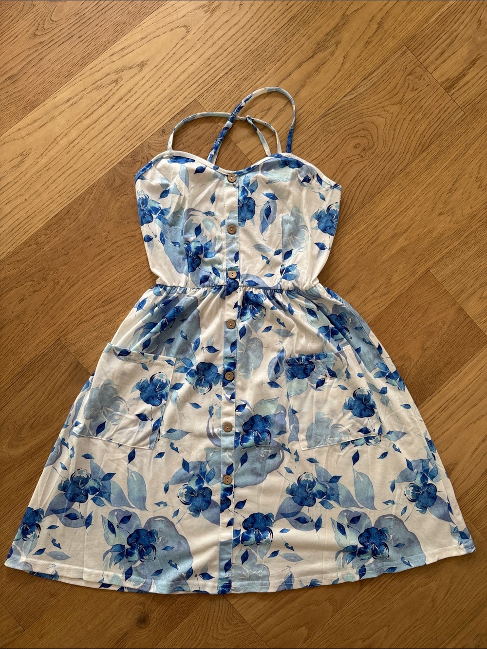 Blue Floral Button-Front Girls' Sundress